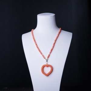 深水珊瑚编织心形项链
