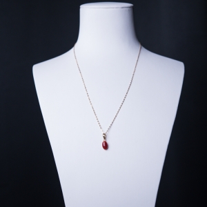 18K金镶阿卡深水珊瑚项链