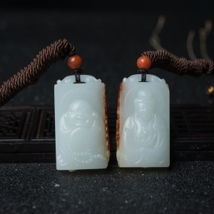 籽料和田白玉观音/弥勒佛吊坠