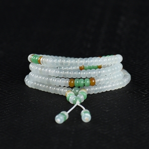 糯冰种翡翠算盘珠多圈手串