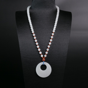 特：8mm山料和田白玉项链