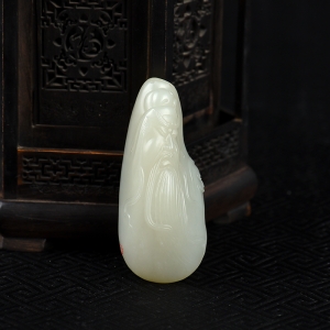 籽料和田白玉关羽吊坠