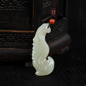 籽料和田白玉午马吊坠