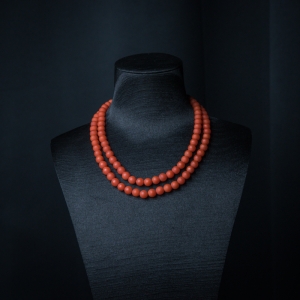 7.5mm柿子红南红珠链