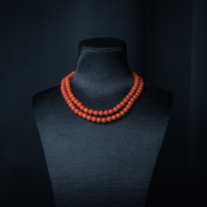 6.5mm柿子红南红珠链