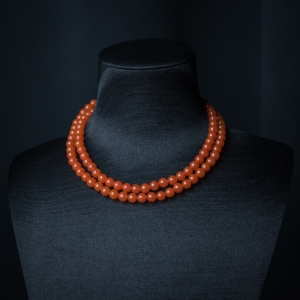 6.5mm樱桃红南红珠链