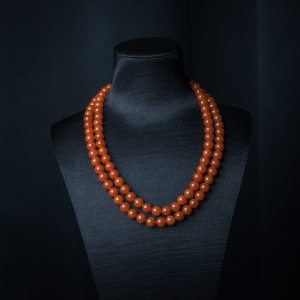 9mm樱桃红南红珠链