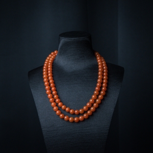 9.5mm樱桃红南红珠链