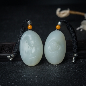 山料和田白玉观音/佛吊坠（两件）