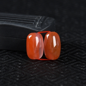 冰飘料南红桶珠配件一对