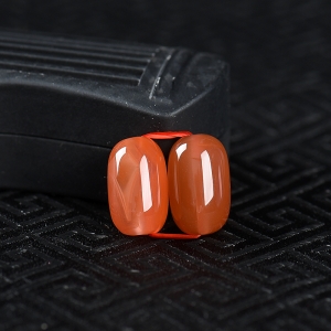 冰飘料南红桶珠配件一对