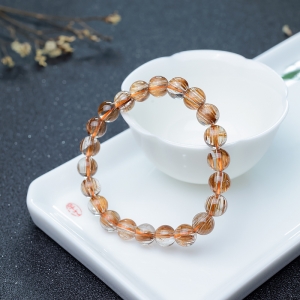 8.5mm猫眼铜发晶单圈手串