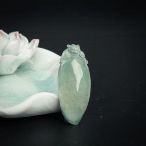 糯冰种飘翠翡翠福寿吊坠