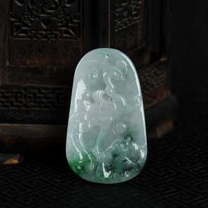 糯种飘翠翡翠凤凰吊坠