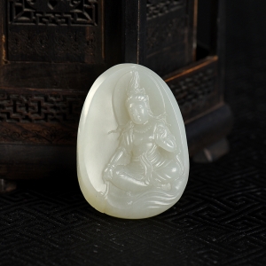 籽料和田白玉度母吊坠