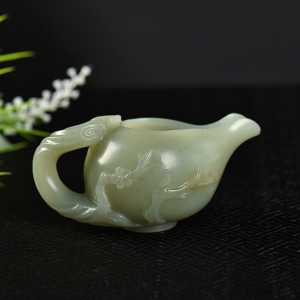 山料和田青白玉喜上眉梢茶壶