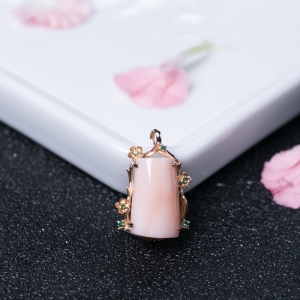 18K金镶MISU珊瑚吊坠