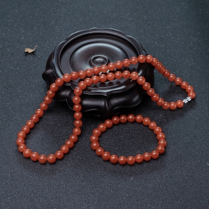 8.5mm樱桃红南红项链/手串套装