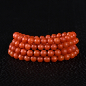 9mm玫瑰红南红108佛珠