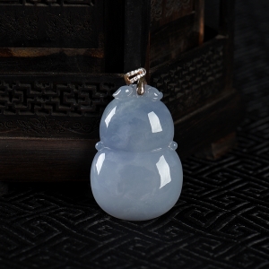 银镶糯种蓝紫翡翠福禄吊坠