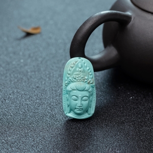 高瓷浅绿绿松石观音吊坠