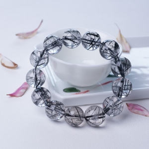 16.5mm黑发晶单圈手串