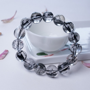 14.5mm黑发晶单圈手串