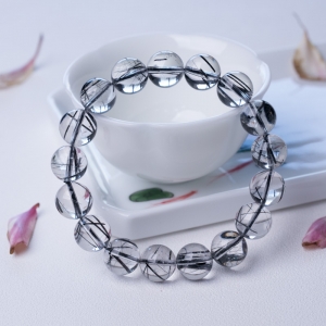 11.5mm黑发晶单圈手串