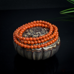 6.5mm柿子红南红多圈手串