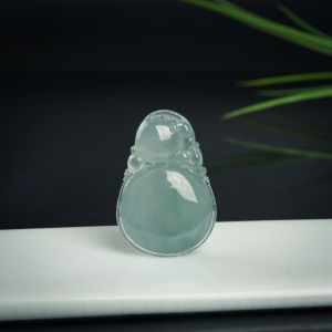 糯冰种飘花翡翠福禄寿吊坠