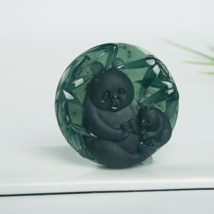 糯冰种蓝水翡翠国宝吊坠