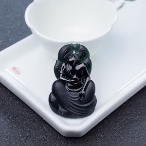 冰种墨翠佛吊坠