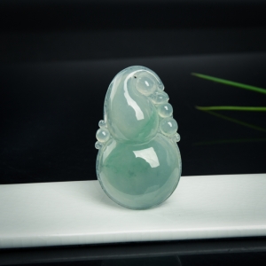糯冰种飘翠翡翠福禄吊坠