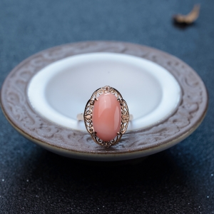 18K金镶钻深水珊瑚戒指