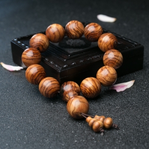 19.5mm海南虎皮纹黄花梨单圈手串