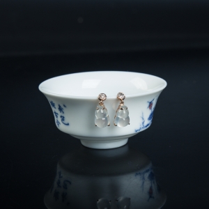 18k冰种翡翠福禄耳坠