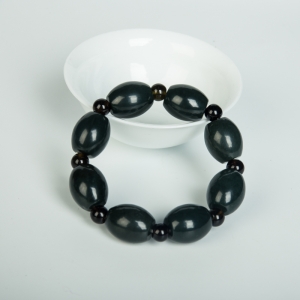 山料和田黑青玉单圈手串