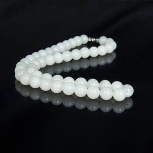 9.7mm山料和田白玉项链