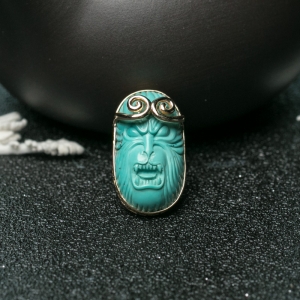 18K金高瓷铁线蓝绿松石孙悟空吊坠