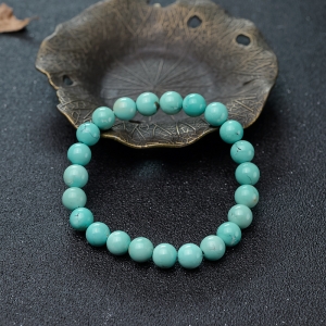 7.8mm中高瓷铁线蓝绿松石单圈手串