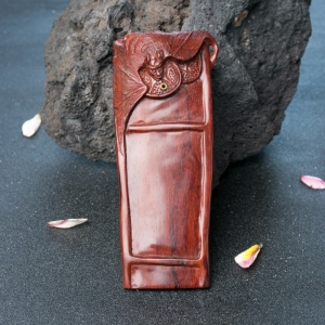 鸡血红小叶紫檀福在眼前香插摆件