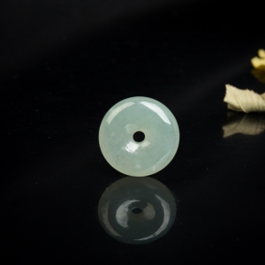 糯冰种晴水翡翠平安扣吊坠