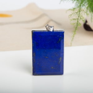 深蓝色青金石无事牌吊坠