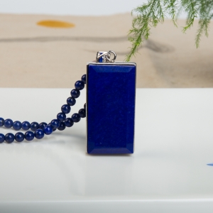 深蓝色青金石无事牌项链