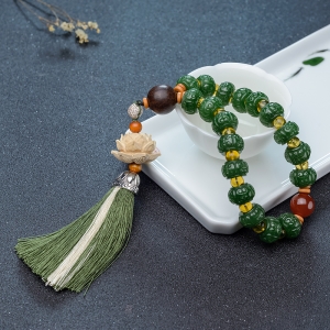 山料和田碧玉鼓珠手持