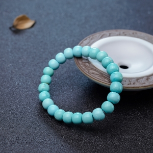 高瓷蓝绿松石苹果珠单圈手串