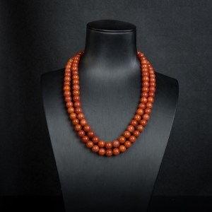 8.0mm玫瑰红南红108佛珠