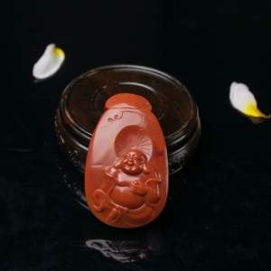 柿子红南红福在眼前吊坠