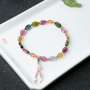 多色碧玺随形单圈手串