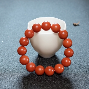 14mm柿子红南红单圈手串